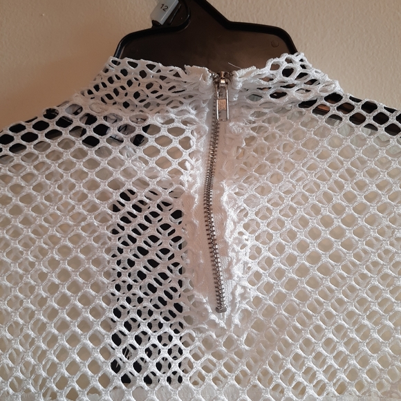 Nasty Gal Catch Me If You Can Fisnet Sequin Tassel Crop Top White - Picture 14 of 15